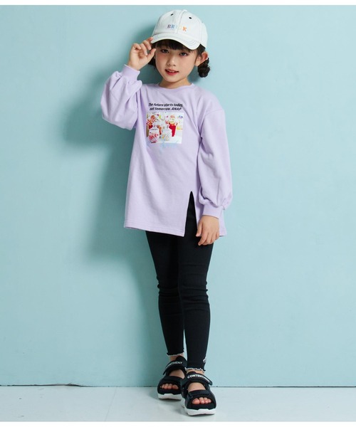 ANAP kids(アナップキッズ)の「スリットミニ裏毛フォトチュニック(Tシャツ/カットソー・キッズ・ブラック/ホワイト/ラベンダー・130cm/110cm/120cm)」の10枚目の写真