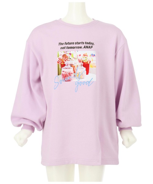 ANAP kids(アナップキッズ)の「スリットミニ裏毛フォトチュニック(Tシャツ/カットソー・キッズ・ブラック/ホワイト/ラベンダー・130cm/110cm/120cm)」の7枚目の写真