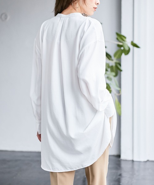 Days(デイズ)の「【Oeillet】ヴィンテージツイルバンドカラーシャツチュニック(ウイエ)(シャツ/ブラウス・レディース・グレー/オフホワイト/ライトグリーン・M/LL/L)」の11枚目の写真