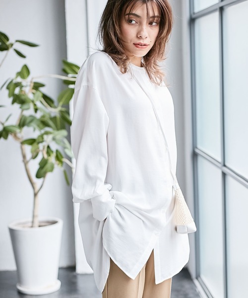 Days(デイズ)の「【Oeillet】ヴィンテージツイルバンドカラーシャツチュニック(ウイエ)(シャツ/ブラウス・レディース・グレー/オフホワイト/ライトグリーン・M/LL/L)」の10枚目の写真