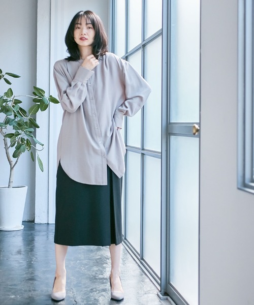 Days(デイズ)の「【Oeillet】ヴィンテージツイルバンドカラーシャツチュニック(ウイエ)(シャツ/ブラウス・レディース・グレー/オフホワイト/ライトグリーン・M/LL/L)」の20枚目の写真