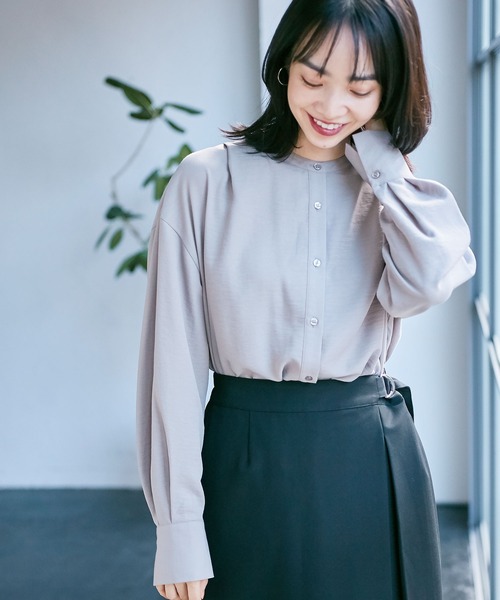 Days(デイズ)の「【Oeillet】ヴィンテージツイルバンドカラーシャツチュニック(ウイエ)(シャツ/ブラウス・レディース・グレー/オフホワイト/ライトグリーン・M/LL/L)」の19枚目の写真