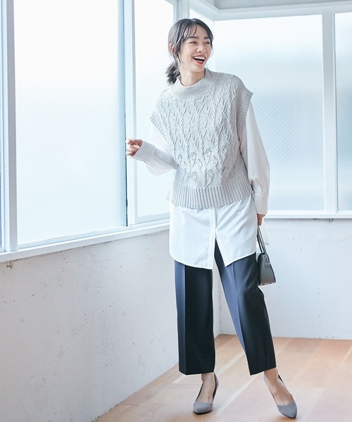 Days(デイズ)の「【Oeillet】ヴィンテージツイルバンドカラーシャツチュニック(ウイエ)(シャツ/ブラウス・レディース・グレー/オフホワイト/ライトグリーン・M/LL/L)」の17枚目の写真