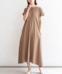 コットン100％シンプル半袖ワンピース