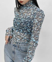 【ZOZOTOWN限定】Petite floral sheer high neck tops / 小花柄シアーハイネックトップス