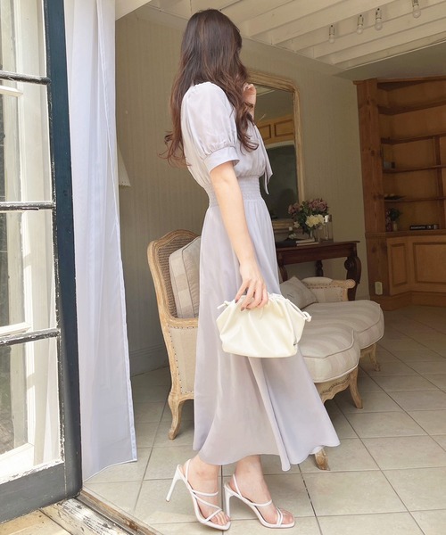 ◆MICHAA(ミーシャ)ウエストシャーリングボリュームワンピース ◇MICHAA(ミーシャ)ウエストシャーリングボリュームワンピース
