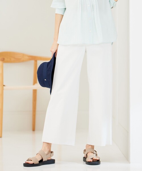 J.PRESS Ladies(J.プレス レディス)の「【洗える・吸水速乾】コットン麻シェルドライ ワイド パンツ(その他パンツ・レディース・アイボリー系/カーキ系/ネイビー系・S/XXS/XS)」の1枚目の写真