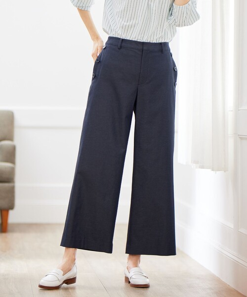 J.PRESS Ladies(J.プレス レディス)の「【洗える・吸水速乾】コットン麻シェルドライ ワイド パンツ(その他パンツ・レディース・アイボリー系/カーキ系/ネイビー系・S/XXS/XS)」の3枚目の写真