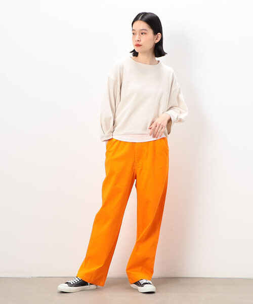 Purple&Yellow(パープルアンドイエロー)の「裏毛 6分袖ショートプルオーバー(スウェット・レディース・カーキ/アイボリー/ミント・FREE)」の13枚目の写真