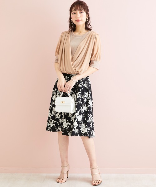 marun（マルン）の「＜大きいサイズ＞ バックリボンプリントスカート marun（スカート・レディース・ブラック系/ホワイト系・L/LL/3L/4L/5L）」の22枚目の写真