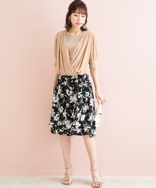 marun（マルン）の「＜大きいサイズ＞ バックリボンプリントスカート marun（スカート・レディース・ブラック系/ホワイト系・L/LL/3L/4L/5L）」の7枚目の写真