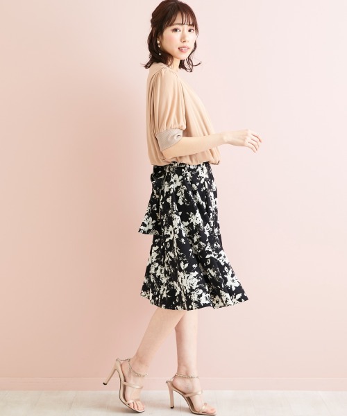 marun（マルン）の「＜大きいサイズ＞ バックリボンプリントスカート marun（スカート・レディース・ブラック系/ホワイト系・L/LL/3L/4L/5L）」の18枚目の写真