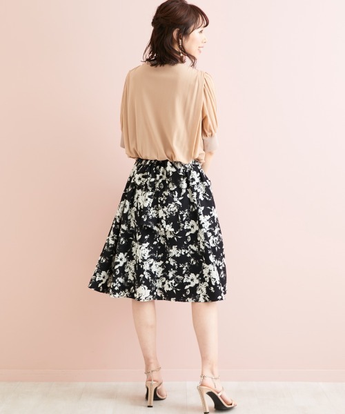 marun（マルン）の「＜大きいサイズ＞ バックリボンプリントスカート marun（スカート・レディース・ブラック系/ホワイト系・L/LL/3L/4L/5L）」の19枚目の写真