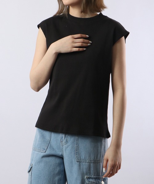 atONE(アットワン)の「atONE フレンチスリーブリブカットソー(Tシャツ/カットソー・レディース・ベージュ/ブラック/オフホワイト・4L~5L/LL~3L/M-L)」の15枚目の写真