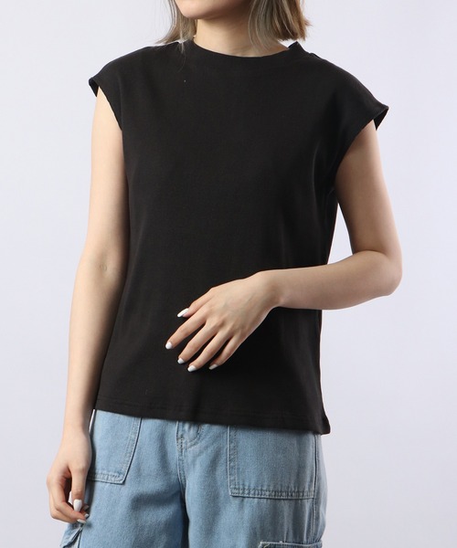 atONE(アットワン)の「atONE フレンチスリーブリブカットソー(Tシャツ/カットソー・レディース・ベージュ/ブラック/オフホワイト・4L~5L/LL~3L/M-L)」の16枚目の写真