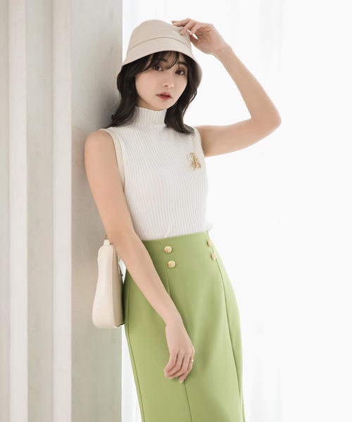 Julia Boutique（ジュリアブティック）の「ダブルボタンマーメイドロングスカート/23037（スカート・レディース・ブラック/ホワイト/ライム/ピンク・ONE）」の14枚目の写真