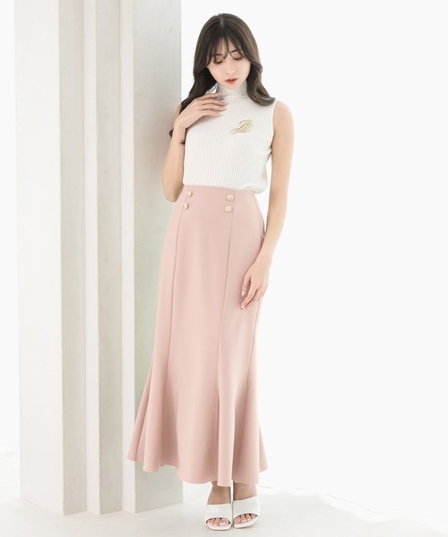 Julia Boutique（ジュリアブティック）の「ダブルボタンマーメイドロングスカート/23037（スカート・レディース・ブラック/ホワイト/ライム/ピンク・ONE）」の15枚目の写真