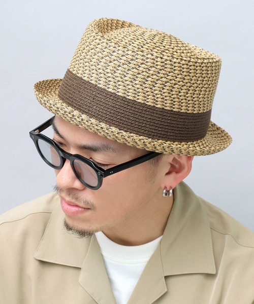 Basiquenti（ベーシックエンティ）の「モザイクブレード ペーパー ポークパイハット（ハット・メンズ・ブラック/ブラウン/ダークブラウン・FREE）」の2枚目の写真