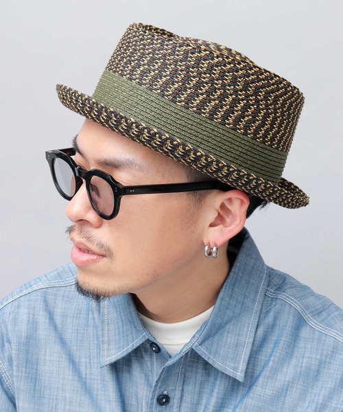 Basiquenti（ベーシックエンティ）の「モザイクブレード ペーパー ポークパイハット（ハット・メンズ・ブラック/ブラウン/ダークブラウン・FREE）」の4枚目の写真