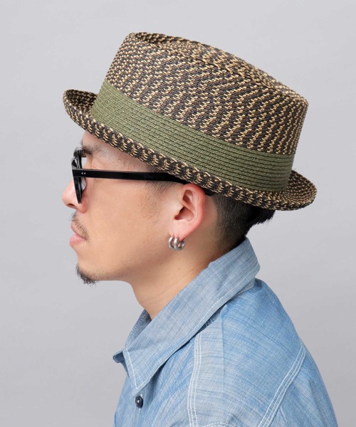Basiquenti（ベーシックエンティ）の「モザイクブレード ペーパー ポークパイハット（ハット・メンズ・ブラック/ブラウン/ダークブラウン・FREE）」の5枚目の写真
