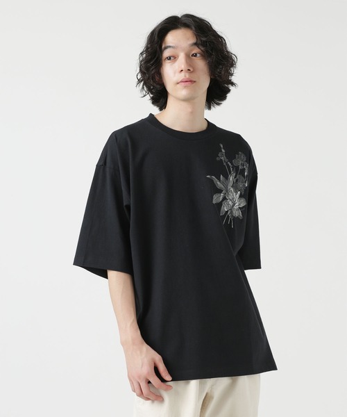 NANO universe（ナノユニバース）の「LB.04/フラワープリント刺繍Tシャツ（Tシャツ/カットソー・メンズ・ホワイト/ブルーグリーン/スミクロ・L/M/S）」の7枚目の写真