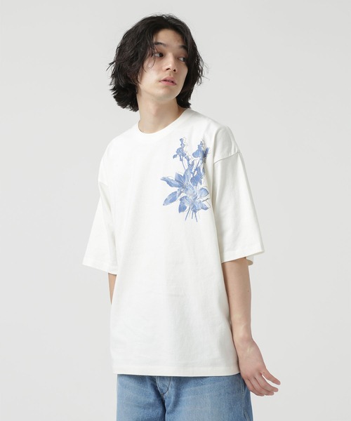 NANO universe（ナノユニバース）の「LB.04/フラワープリント刺繍Tシャツ（Tシャツ/カットソー・メンズ・ホワイト/ブルーグリーン/スミクロ・L/M/S）」の4枚目の写真
