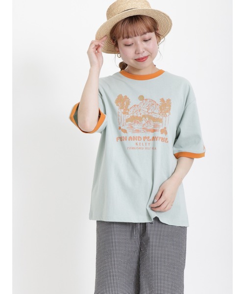 Samansa Mos2（サマンサ モスモス）の「【KELTY×SamansaMos2】シカプリントTシャツ（Tシャツ/カットソー・レディース・ミント/クリーム・ﾌﾘ-）」の4枚目の写真