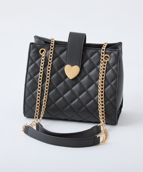 one after another NICE CLAUP（ワンアフターアナザーナイスクラップ）の「ハートエンブレム付きキルティングバック【WEB限定色あり】（ショルダーバッグ・レディース・ブラック/レッド/ピンク/アイボリー・FREE）」の12枚目の写真