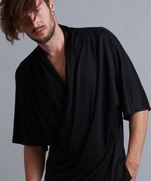 NO ID. | 【NO ID.】Cache Coeur Drape Dolman Half Sleeve T-shirt / カシュクール ドレープ ドルマン ハーフ スリーブ Tシャツ(Tシャツ/カットソー)