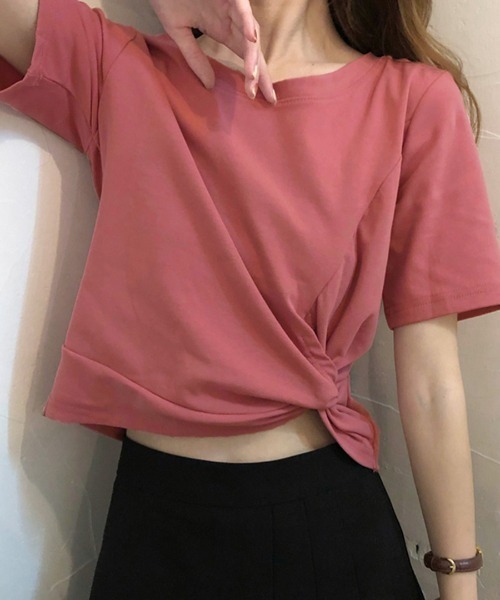Riff(リフ)の「ツイストTシャツ(Tシャツ/カットソー・レディース・ブラック/ホワイト/ピンク/マスタード/ブルー・L/M)」の5枚目の写真