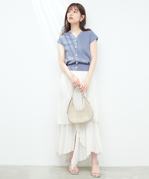 natural couture（ナチュラルクチュール）の「BIGパールノースリニット（タンクトップ・レディース・ブラック/ブルー/アイボリー/モカ・FREE）」の20枚目の写真