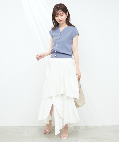 natural couture（ナチュラルクチュール）の「BIGパールノースリニット（タンクトップ・レディース・ブラック/ブルー/アイボリー/モカ・FREE）」の21枚目の写真