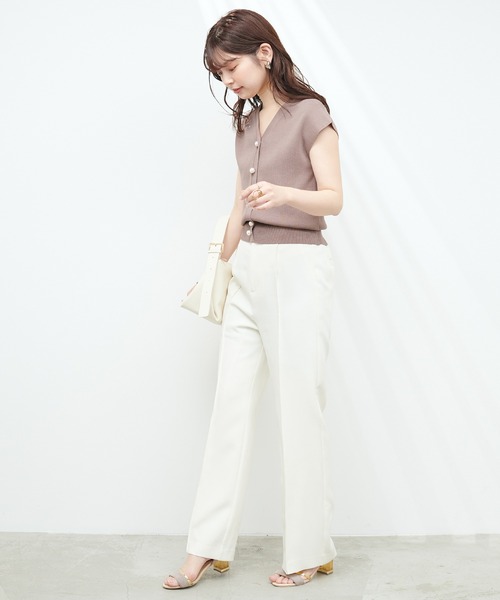 natural couture（ナチュラルクチュール）の「BIGパールノースリニット（タンクトップ・レディース・ブラック/ブルー/アイボリー/モカ・FREE）」の16枚目の写真