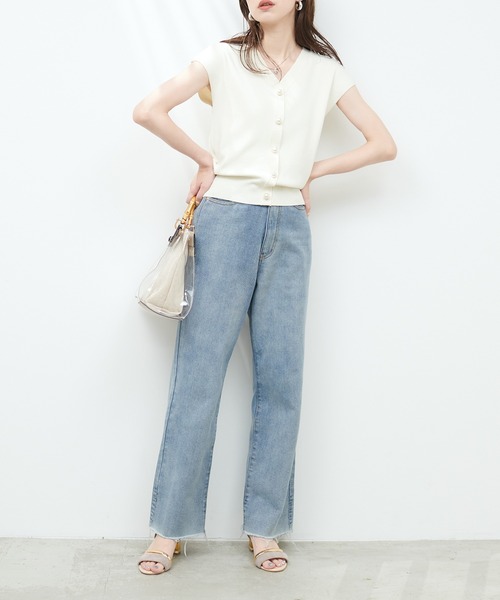 natural couture（ナチュラルクチュール）の「BIGパールノースリニット（タンクトップ・レディース・ブラック/ブルー/アイボリー/モカ・FREE）」の8枚目の写真