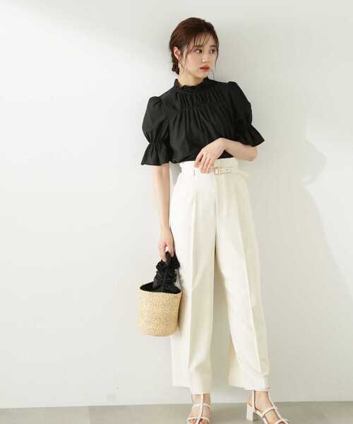 PROPORTION BODY DRESSING（プロポーションボディドレッシング）の「オーガンジーフリルブラウス / 1213210700（シャツ/ブラウス・レディース・ブルー/ホワイト系その他/ブラック・MEDIUM/SMALL）」の7枚目の写真