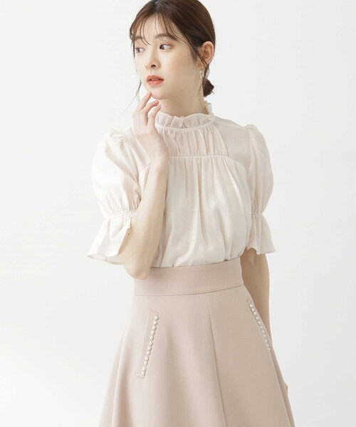 PROPORTION BODY DRESSING（プロポーションボディドレッシング）の「オーガンジーフリルブラウス / 1213210700（シャツ/ブラウス・レディース・ブルー/ホワイト系その他/ブラック・MEDIUM/SMALL）」の17枚目の写真