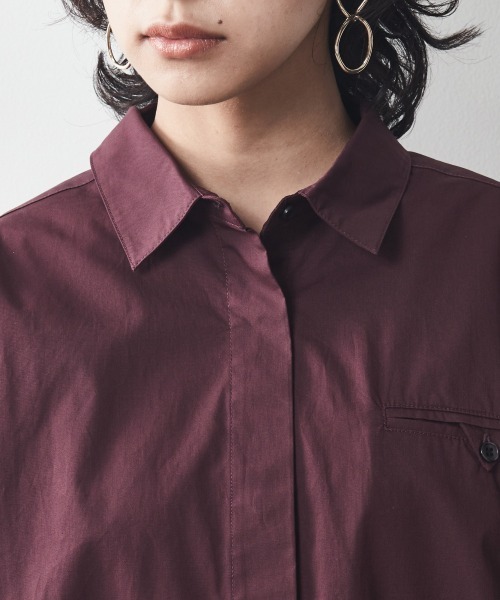 CHIC STYLE（シックスタイル）の「＜大きいサイズ＞綿100％クロップド丈シャツ シックスタイル（シャツ/ブラウス・レディース・ブラック/ワイン・L/LL/3L/4L/5L）」の15枚目の写真