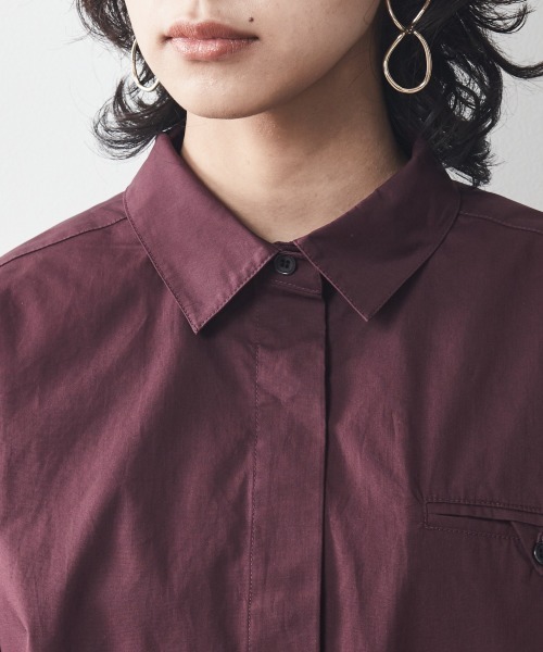 CHIC STYLE（シックスタイル）の「＜大きいサイズ＞綿100％クロップド丈シャツ シックスタイル（シャツ/ブラウス・レディース・ブラック/ワイン・L/LL/3L/4L/5L）」の16枚目の写真