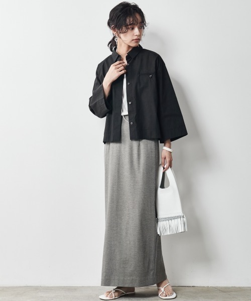 CHIC STYLE（シックスタイル）の「＜大きいサイズ＞綿100％クロップド丈シャツ シックスタイル（シャツ/ブラウス・レディース・ブラック/ワイン・L/LL/3L/4L/5L）」の7枚目の写真