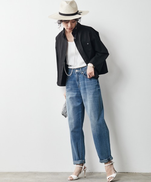 CHIC STYLE（シックスタイル）の「＜大きいサイズ＞綿100％クロップド丈シャツ シックスタイル（シャツ/ブラウス・レディース・ブラック/ワイン・L/LL/3L/4L/5L）」の8枚目の写真