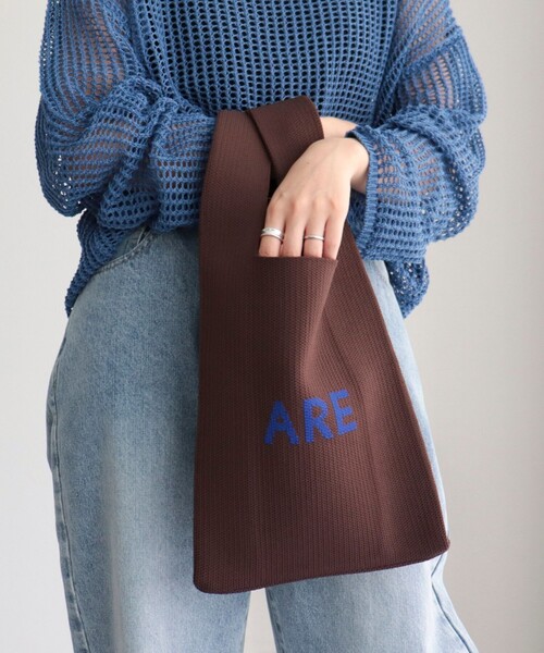 EARTH MADE（アースメイド）の「【EARTH MADE/アースメイド】ニットロゴマーケットバッグ（トートバッグ・レディース・グリーン/キナリ/ブラウン/ピンク・FREE）」の7枚目の写真