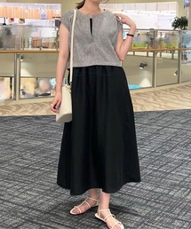Chez toi | ツイードプルオーバー×カット布帛ドッキングワンピース(ワンピース)