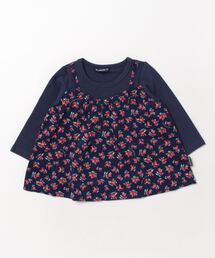 Moujonjon（ムージョンジョン）の「テレコ花柄キャミレイヤード風Ｔシャツ（Tシャツ/カットソー・キッズ）」