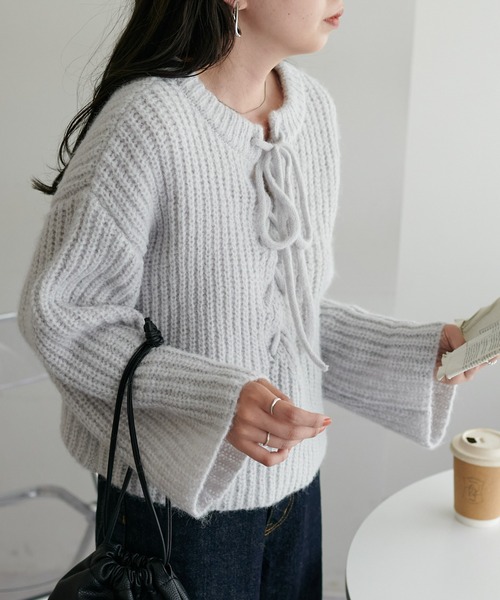DISCOAT（ディスコート）の「【前後2WAY】編み上げニットプルオーバー