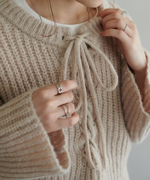 DISCOAT（ディスコート）の「【前後2WAY】編み上げニットプルオーバー