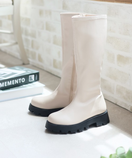 ストレッチインヒールロングブーツ 厚底 楽天市場】【SALE】 厚底ストレッチフィット美脚ロングブーツ