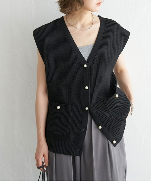 notch.（ノッチ）の「パールボタンベスト（ベスト・レディース・オフホワイト/ブラック/チャコールグレー・M）」の12枚目の写真