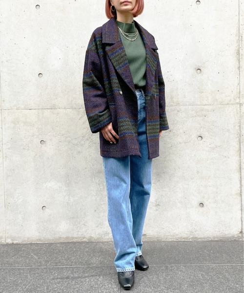 Meli rich（メリーリッチ）の「チェックダブルテーラードジャケット（テーラードジャケット・レディース・グレー/グリーン/ブラウン・MEDIUM）」の5枚目の写真