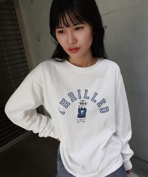 CORNERS(コーナーズ)の「アニマルロゴロンT(Tシャツ/カットソー・レディース・オフホワイト/ベージュ/ネイビー・FREE)」の6枚目の写真