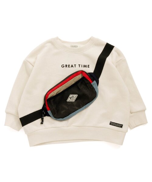 F.O.KIDS(エフオーキッズ)の「ボディバッグドッキングトレーナー(スウェット・キッズ・アイボリー/グレー/ベージュ・120/110/130/140/95/90/100/80)」の1枚目の写真